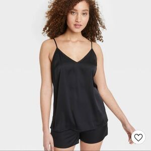 Women's New Satin Sleep Camisole Top M Black NWT